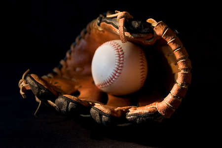 Baseball glove and ballの写真素材
