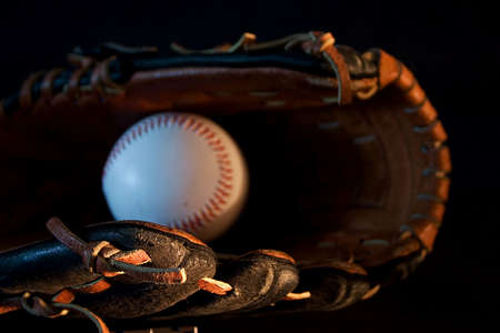 Baseball glove and ballの写真素材