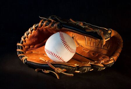 Baseball glove and ballの写真素材