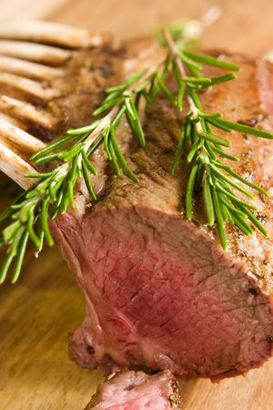 Roasted rack of lambの写真素材