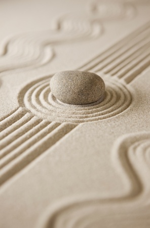 Close-up of a miniature zen gardenの写真素材