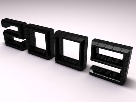 A 3D illustration of year 2009 in black color.の写真素材