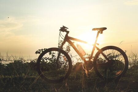 bicycle and sunsetの写真素材