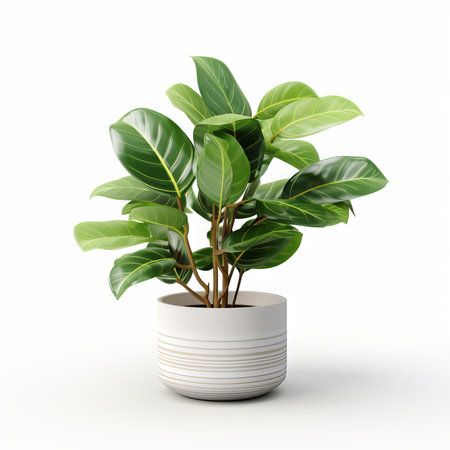Ficus in a pot isolated on white background. 3d illustrationの素材