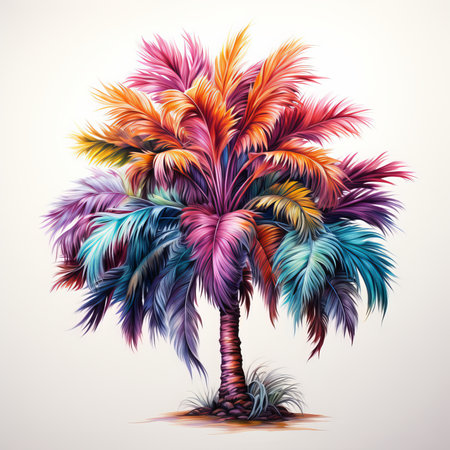 Colorful palm tree on white background. Vector illustration for your designの素材
