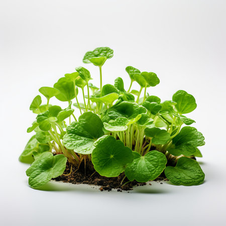 Green seedlings on a white background. Microgreen sprouts.の素材