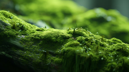 Green moss on a tree in the forest. Shallow depth of field.の素材