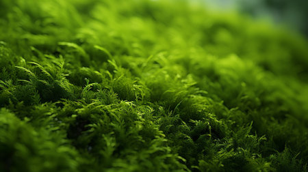 Close up of green moss. Nature background. Selective focus.の素材