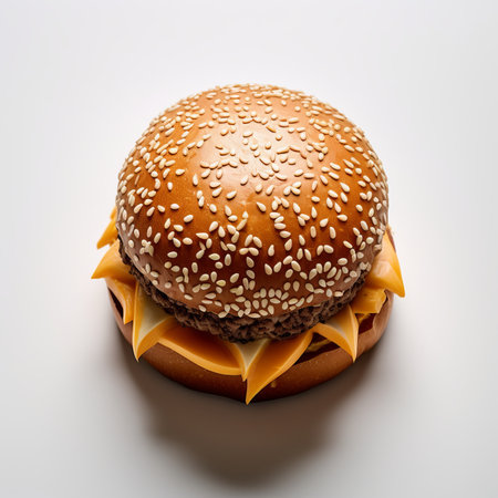 Hamburger with cheese on a white background. Close-up.の素材