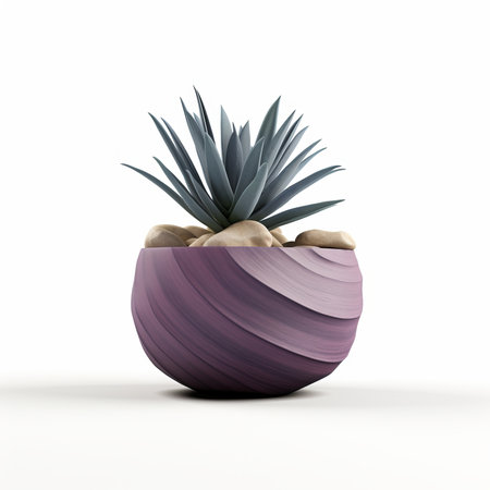 Succulent plant in pot isolated on white background. 3D illustration.の素材