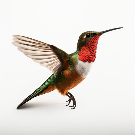 Ruby-throated Hummingbird (archilochus colubris) isolated on white backgroundの素材