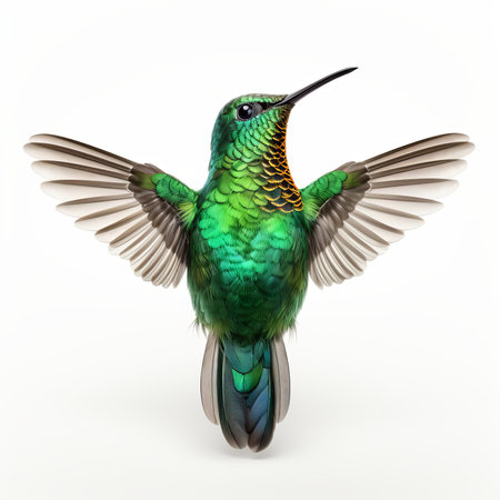 Hummingbird isolated on a white background. 3D illustration.の素材