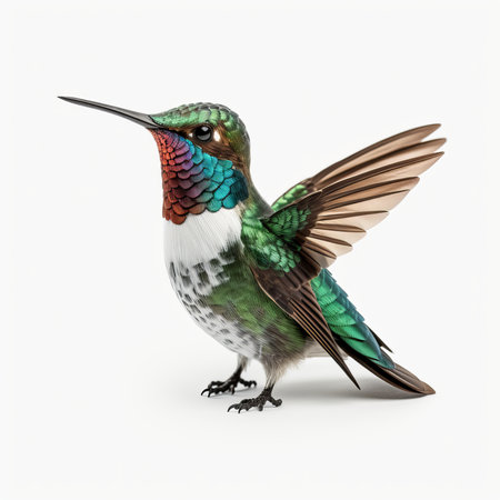 Ruby-throated Hummingbird (archilochus colubris) isolated on white backgroundの素材