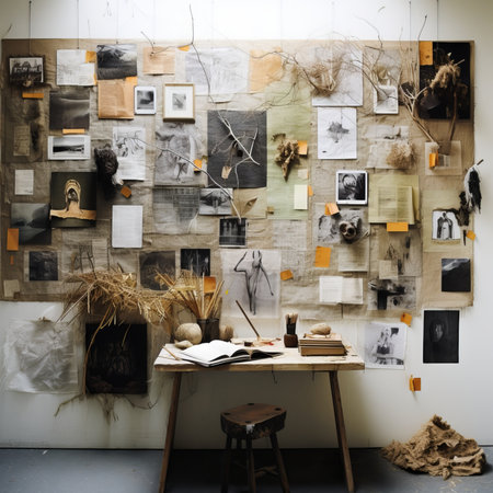 Interior of a modern designer's studio with various objects and toolsの素材