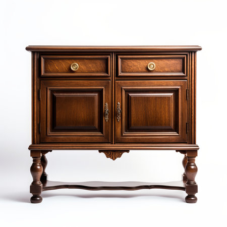 Wooden chest of drawers on a white background. Furniture for the kitchen.の素材