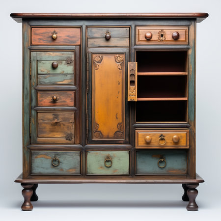 Vintage chest of drawers on white background. 3d renderingの素材