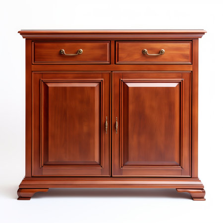 Wooden chest of drawers isolated on white background. 3d renderingの素材