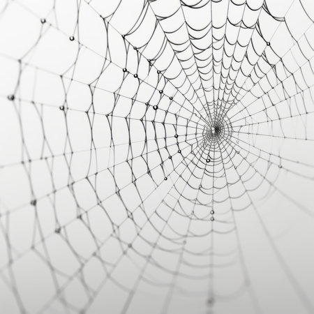 Spider web on white background. 3D illustration. close upの素材