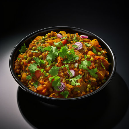 Lentil curry with chickpeas, red onion and corianderの素材
