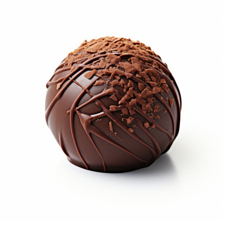 Chocolate ball isolated on white background. 3d rendering. Computer digital drawing.の素材