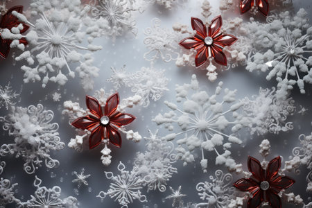 Christmas background with snowflakes and christmas decorations. close upの素材