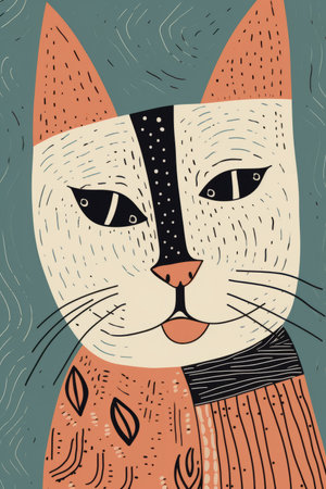 Cute hand drawn cat. Vector illustration in doodle style.の素材
