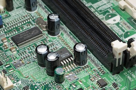 Close up of a green circuit boardの写真素材