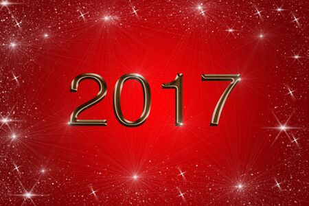 2017 illustration on red backgroundの写真素材