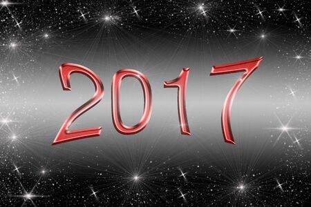 2017 illustration on black and white backgroundの写真素材