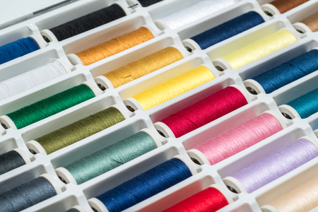 Colored sewing threadsの写真素材