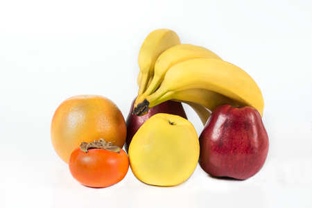 Group of fresh fruits isolated on white backgroundの写真素材