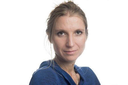 Portrait of a woman isolated on a white backgroundの写真素材