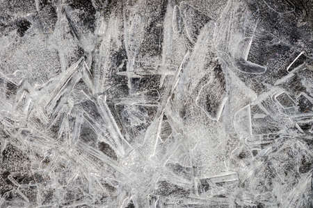 Ice crystals.  Ice crystals in geometric patterns. Ice crystal texture, background