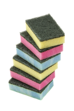 Kitchen sponges isolated on white background.の写真素材