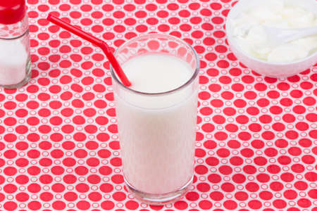 Kefir,yogurt and salt.の写真素材