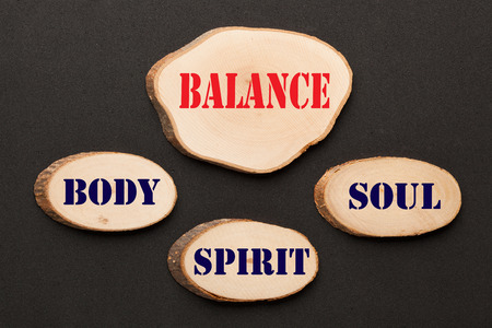 Body Spirit Soul Balance written on wooden ellipses. Business concept.の写真素材