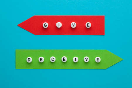 Give and Receive words on arrows.の写真素材