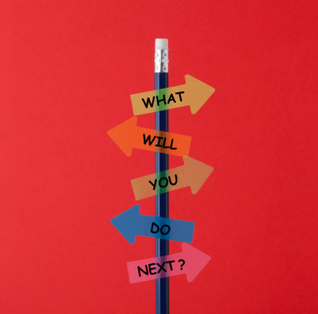What will you do next concept of colored arrows.の写真素材
