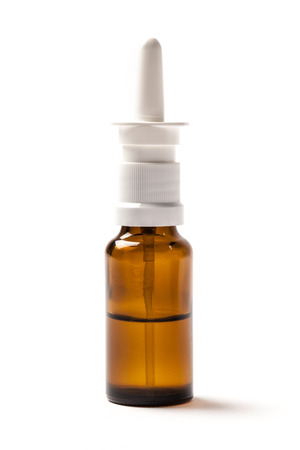 Nasal spray container isolated on white background.の写真素材