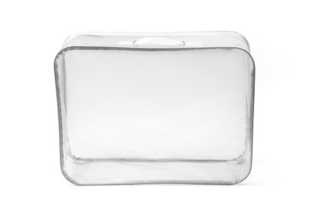 Empty transparent suitcase isolated on white background.の写真素材