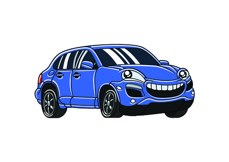 Blue smile cartoon carのイラスト素材