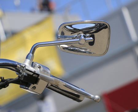 Motorcycle side mirror. handle and rear view mirror of motorcycle. Motorcycle mirror detailの写真素材