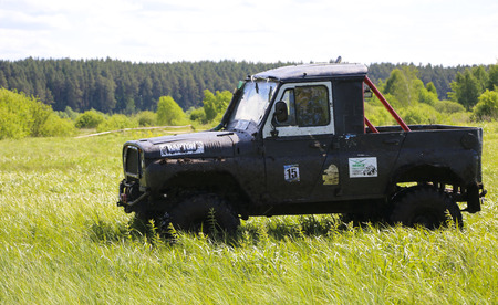 OBSCHYARS, RUSSIA - JUNE 3, 2018: Jeep Sprint and Exhibition of SUVs and Modified Vehicles,...