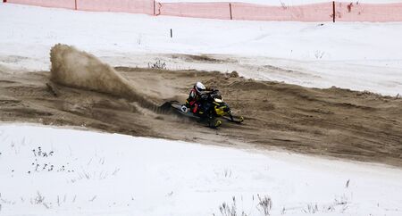 Volzhsk, RUSSIA, February 02, 2019: Championship of Russia on cross-country on snowmobiles.のeditorial素材