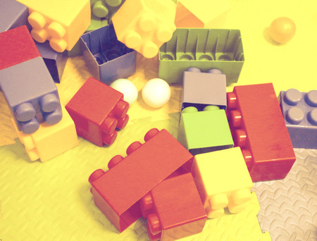 building kit. details of a different form from plastic color children's designer for construction.の写真素材