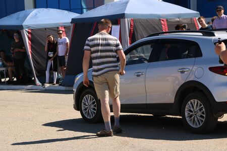 YOSHKAR-OLA, RUSSIA, JUNE 02, 2019: Exhibition of cars and motorcycles - Festival - YO SUMMIT 2019 -...