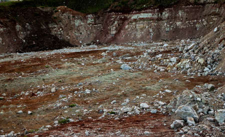 textures of various clay layers underground in clay quarry after geological study of the soil....