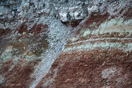 textures of various clay layers underground in clay quarry after geological study of the soil....