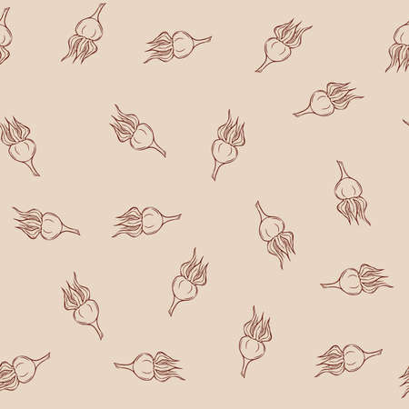 Wild rosehip berries pattern for textile. Seamless pattern of dogrose berries, vector hand-drawn...