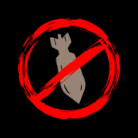 Nuclear bomb stump, stop violence. Stop the war poster, no war sign.のイラスト素材